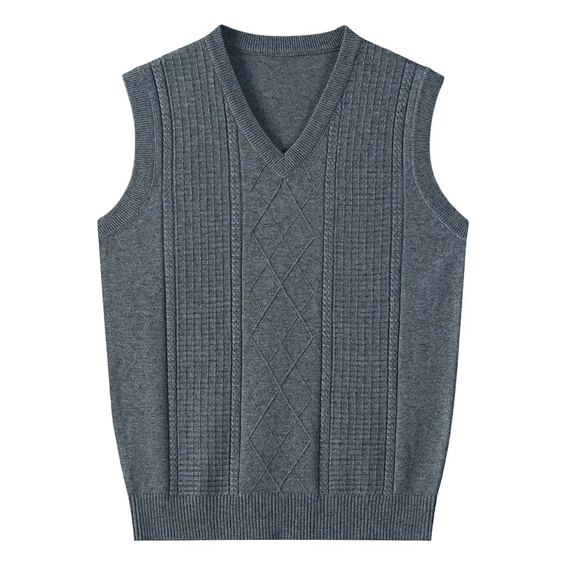 

Knit Vest for Men Sweater 2024 New Autumn and Winter Wool Tank Top Men's Sleeveless Knitted Sweater with Plain Jacquard Pullover