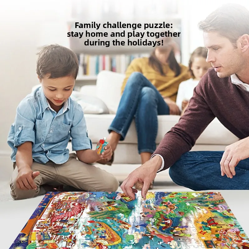 Gubu-Festival-Puzzle, 200-teiliges handgefertigtes Spielzeug für Kinder, pädagogische Illustration, kulturelles Lerngeschenk, Lernspiel für Kinder