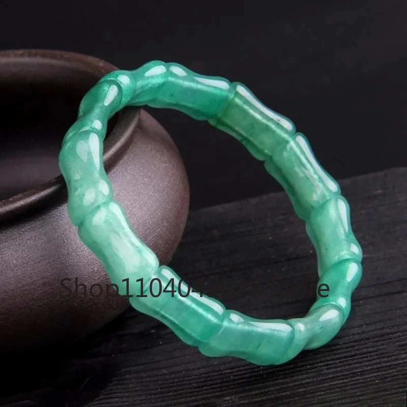 High-end A Goods Dongling Jade Bamboo Bracelet Emerald Green Jade Bracelet Lady Car Bracelets Mens Bracelets