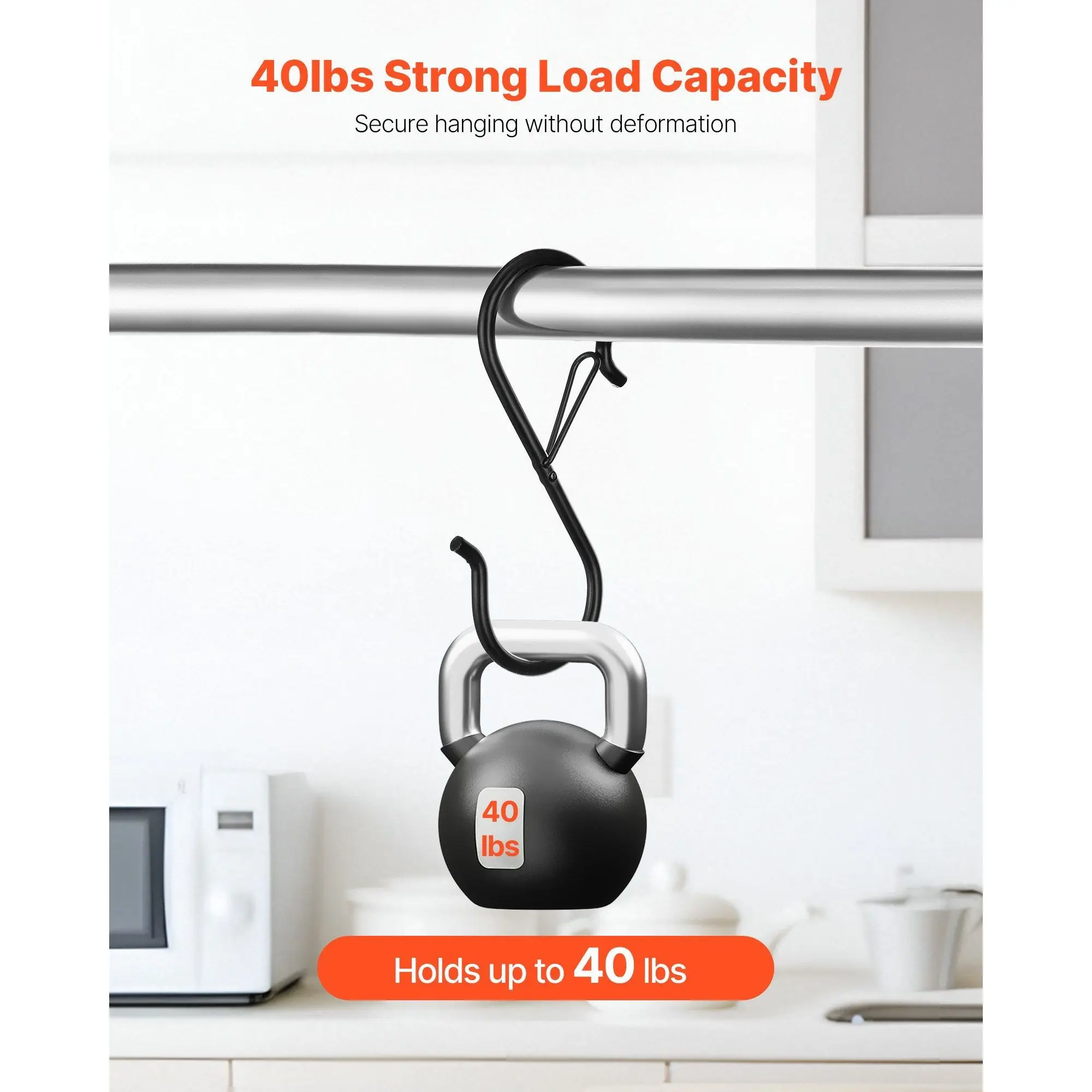 Heavy duty S-hook with safety buckle, metal hanger