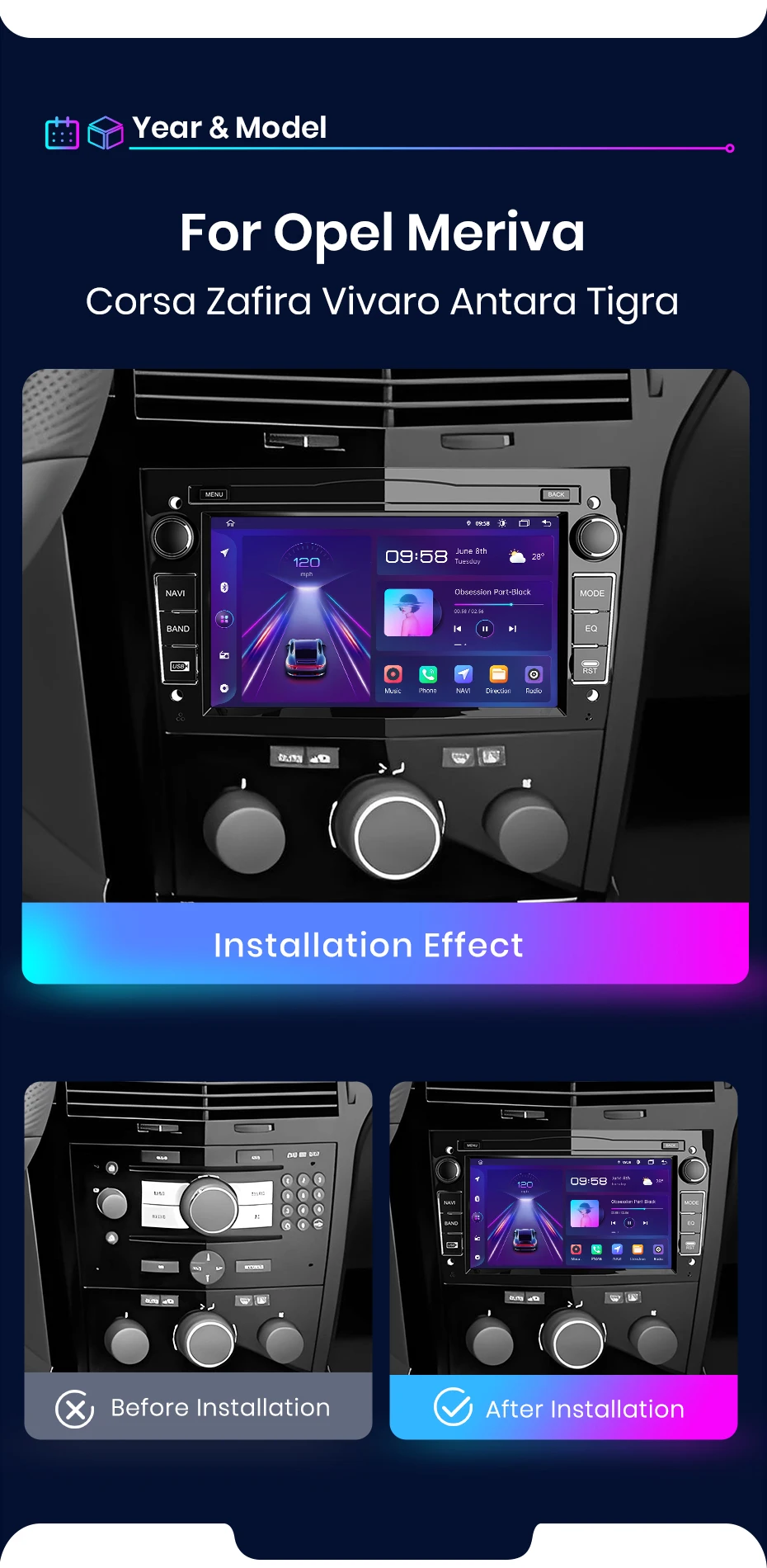 Junsun 7'' Kabelloses CarPlay für Apple Android Auto Autoradio für Opel Astra Vectra Vauxhall Antara Zafira Corsa Vivaro Meriva Combo Tigra 2DIN Multimedia-Stereoanlage mit Kühlventilator GPS SWC Bluetooth FM RDS DSP IPS DAB+ Bildschirm Intelligente Fahrzeugsysteme 4G WiFi 8-Kern – Detail 7