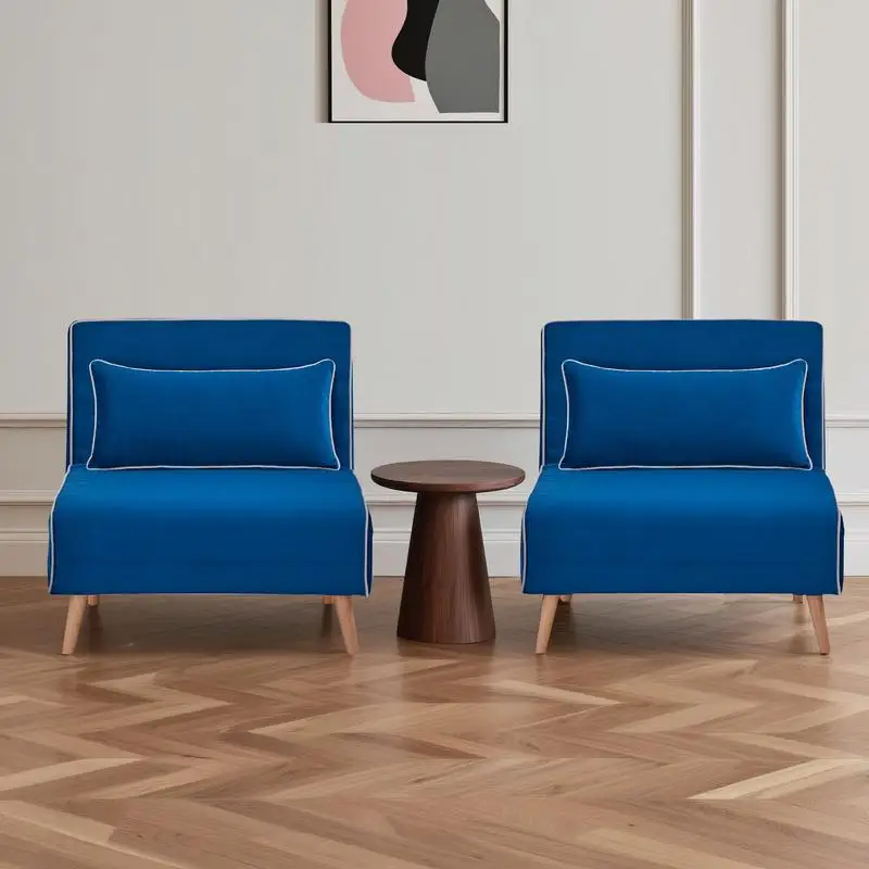 طقم سرير أريكة مخملي حديث قابل للطي مكون من 2، مسند ظهر قابل للتعديل بثلاثة أوضاع، يتحول إلى سرير مزدوج في 10 ثوانٍ، ويتضمن الوسائد،