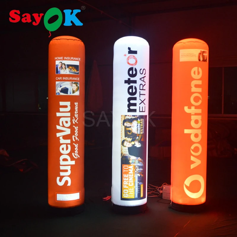 

SAYOK Customized Inflatable LED Column Tube Pillar Tube Glow in the Dark Pillar with Logo Print for Events Advertising Promotion