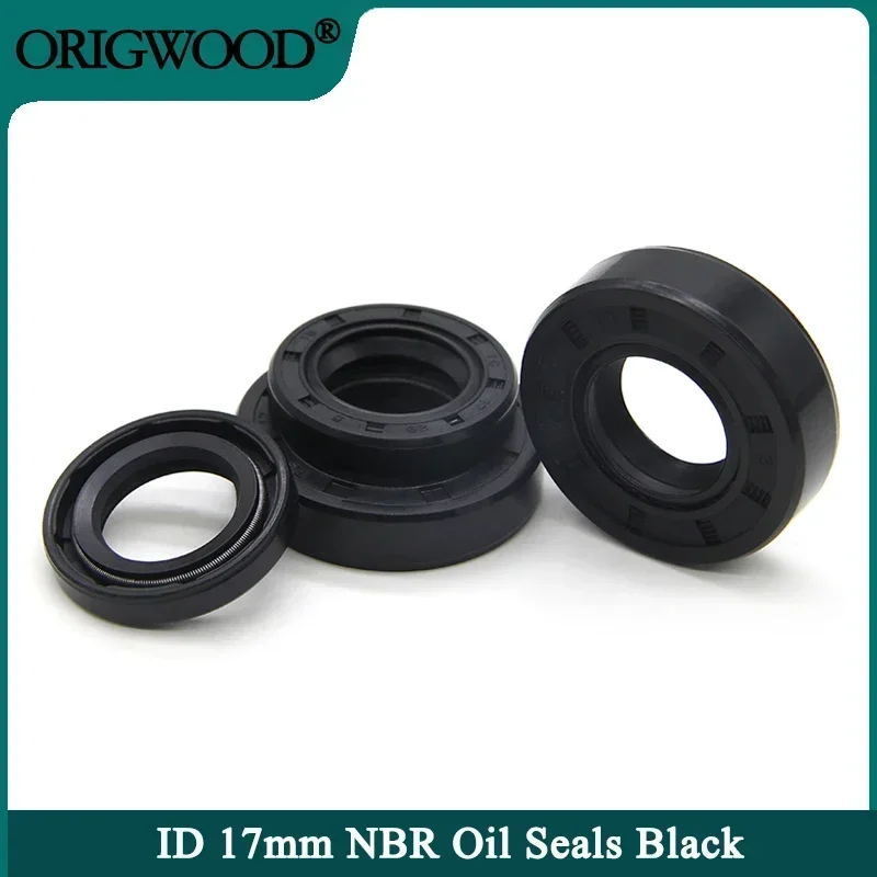 2/5pcs NBR Oil Seal ID 17mm NBR Oil Seal TC-17*25/27/28/30/32/35/40/45/47*5/7/8/10mm Nitrile Rubber Shaft Double Lip Oil Gasket