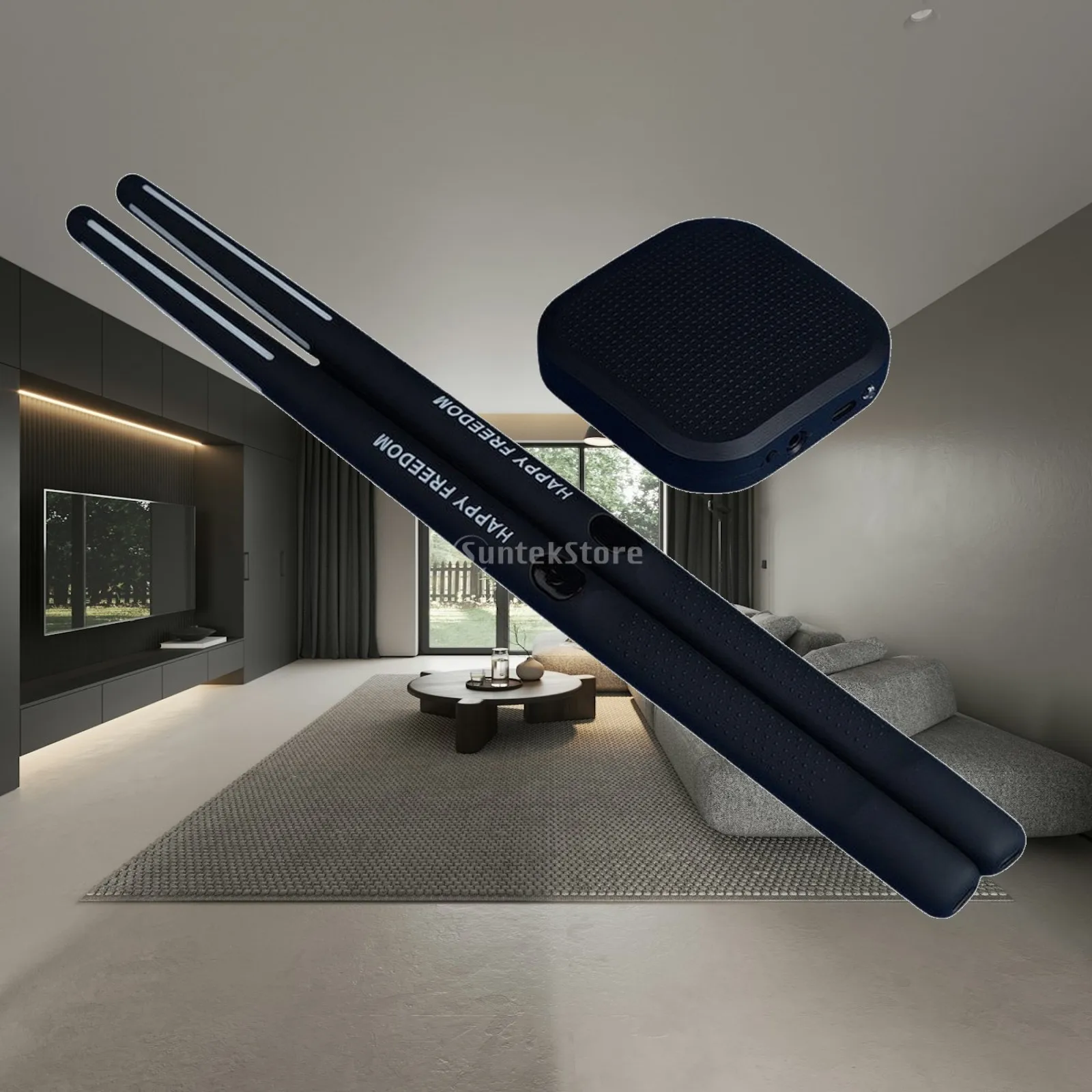 Electronic Drum Practice Pad Quiet Electronic Practice Drum Pad Rhythm Practice Tool Non-Slip LED for Drummers, Travel