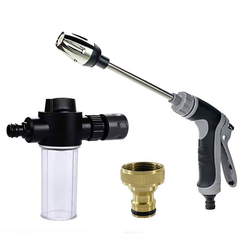 Long Metal Bar Foam Water Spray Gun High Pressure Car Washing Spray With Soap Water Bottle, Garden Irrigation Truck Cleaning