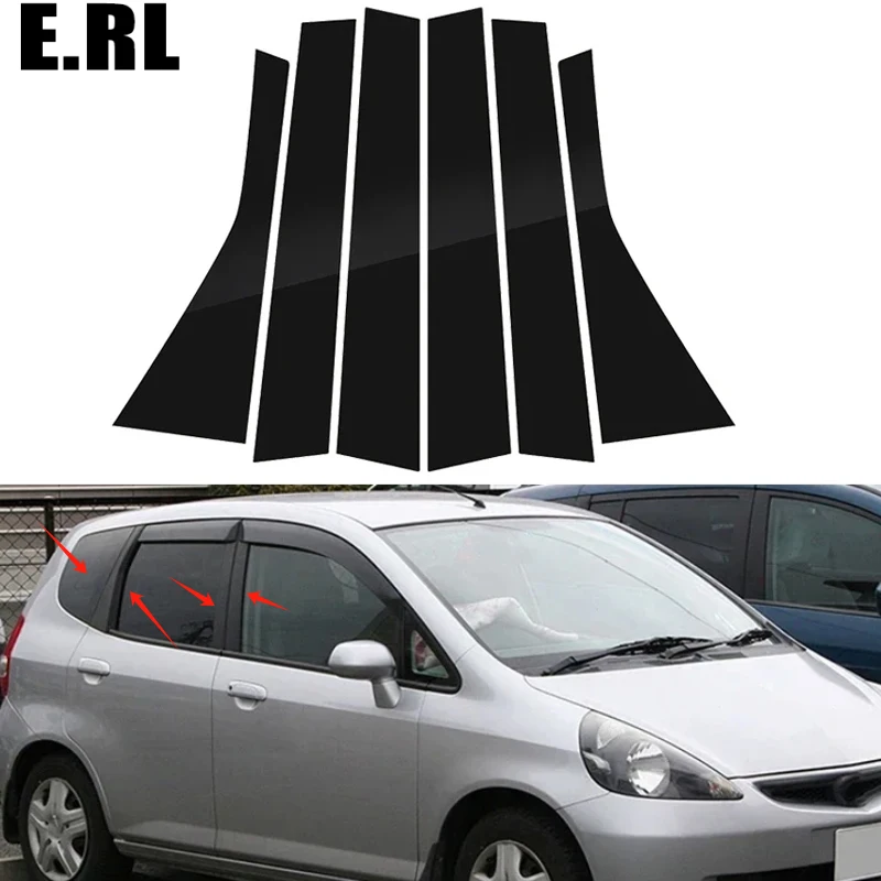 

Gloss Black Pillar Post Trim Fit For Honda Fit/Jazz 5 Door Hatchback 2004 2005 2006 2007 Door Sticker Window Cover Set 6Pcs