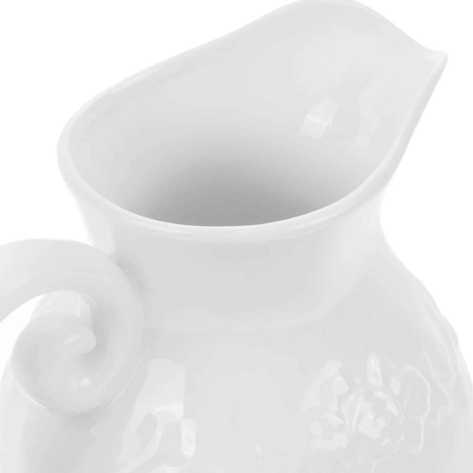

Ceramic Milk Pitcher with Handle White Creamer for Coffee Tea Latte Art Easy Pour Spout Dishwasher Safe Multi Use