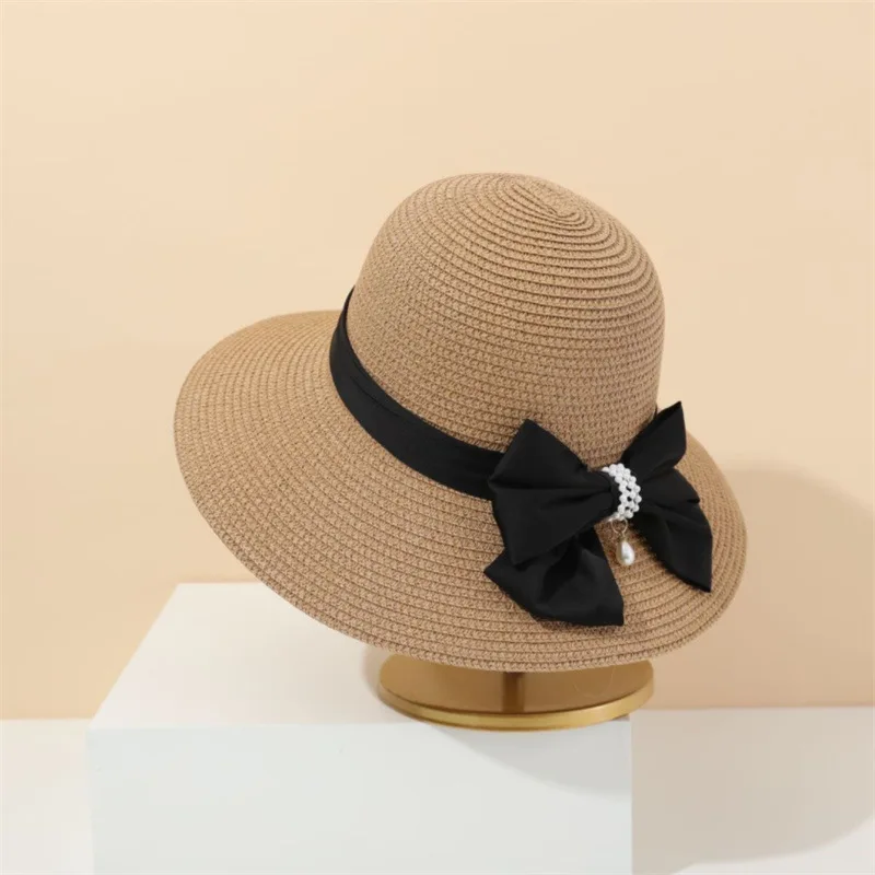 Spring And Summer Straw Hat Female New Women's Dome Sun Hat Fashion Straw Hat Sun-proof All-match Simple Elegant Top Hat