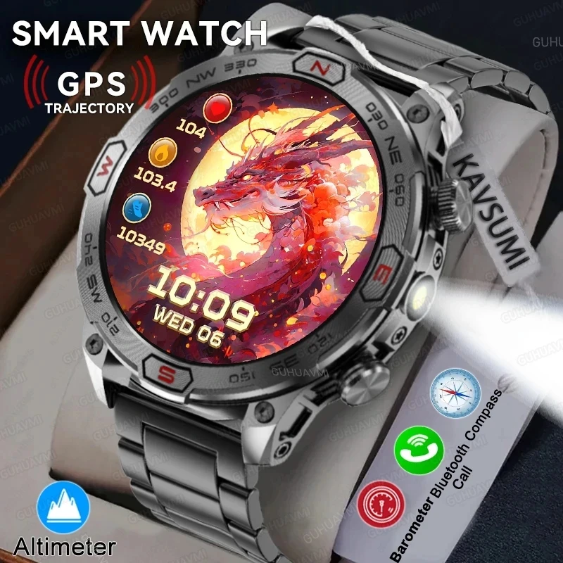 For Android IOS Outdoor Sport GPS Smart Watch Men 466*466 HD AMOLED Full Touch Screen IP68 Waterproof Bluetooth Call Smartwatch