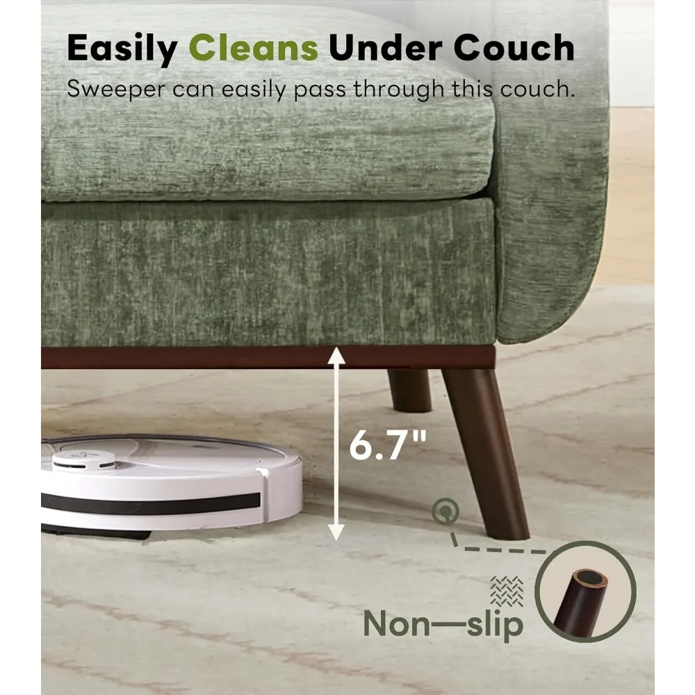 أريكة بمقعدين حديثة لمنتصف القرن لغرفة المعيشة، منجد بأزرار، مقاس صغير، 77.2 وات، أرائك ديكور حديثة #5