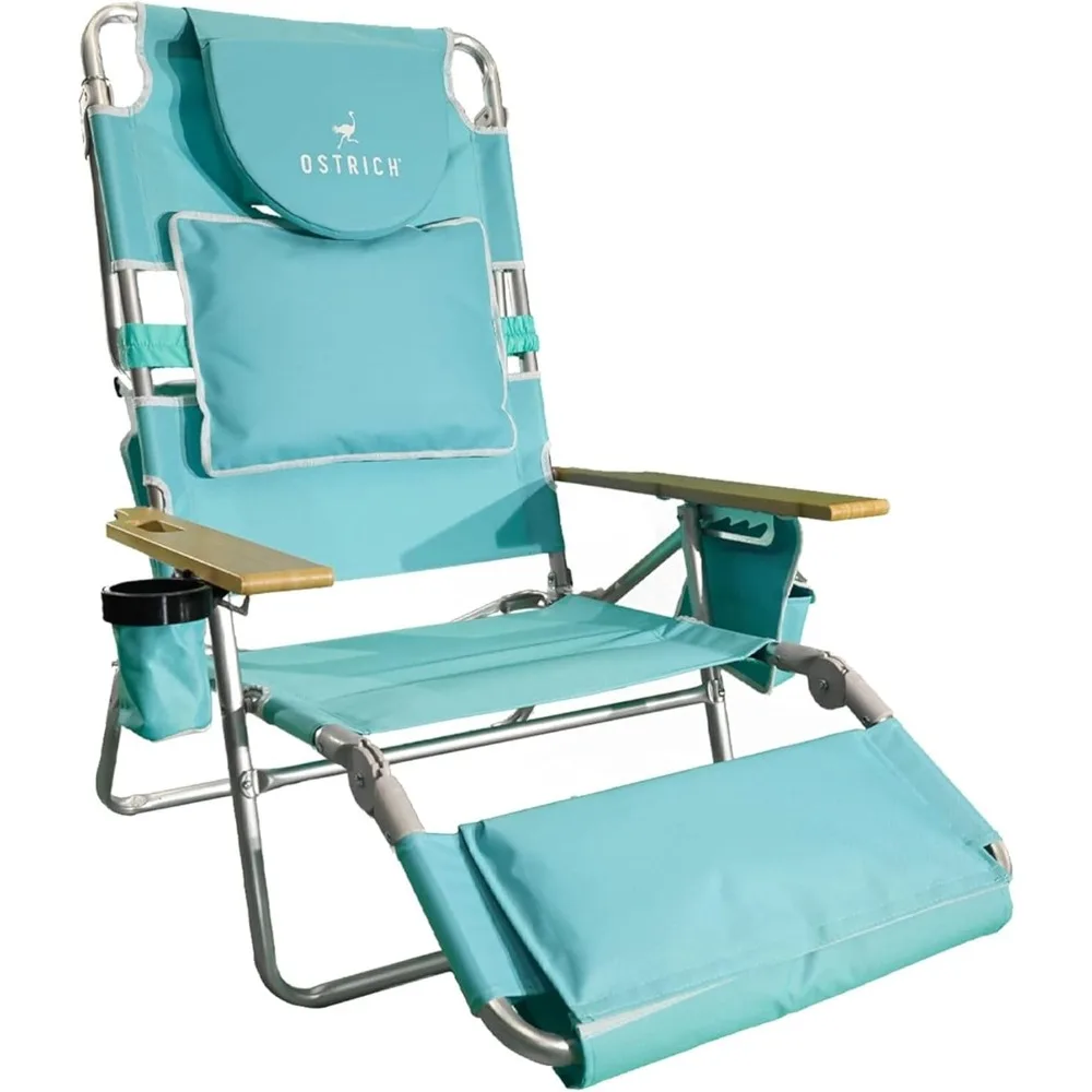 

Deluxe Reclining Lounge Chair, 3 in 1 Folding Outdoor Beach Lounger,Heavy-Duty Portable Chair for Lawn, Pool, Patio, an