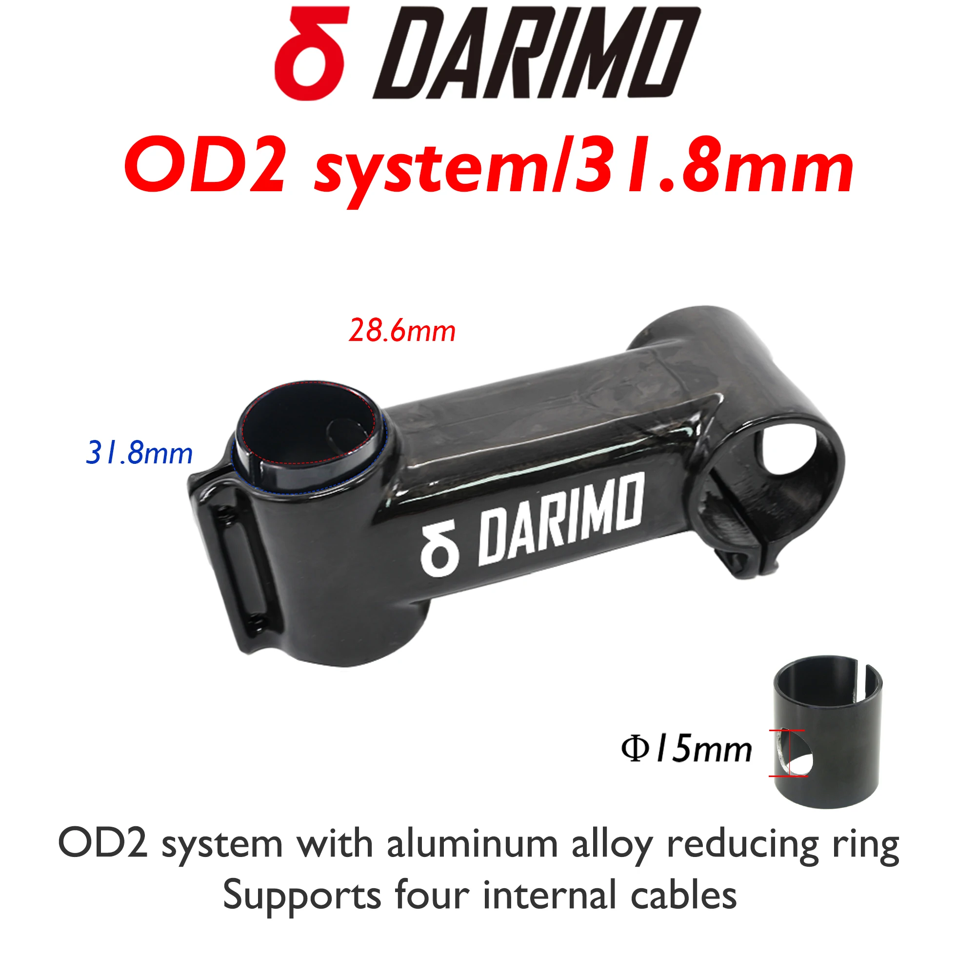 DARIMO IX2 Stem, Ultralight Carbon Road/MTB Stem, 1:1, UD, Matte