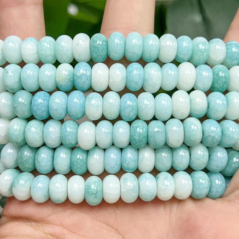 5x8mm Amazonite Snow Cracked Crystal Beads Rondelle Loose Spacer Beads for Jewelry Making DIY Bracelet Necklace 15''