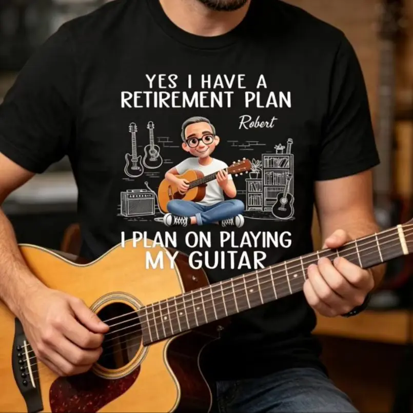 Custom Guitar T Shirt Retired Musician For Funny Guitar Lover Tee Retirement Plan On Playing My