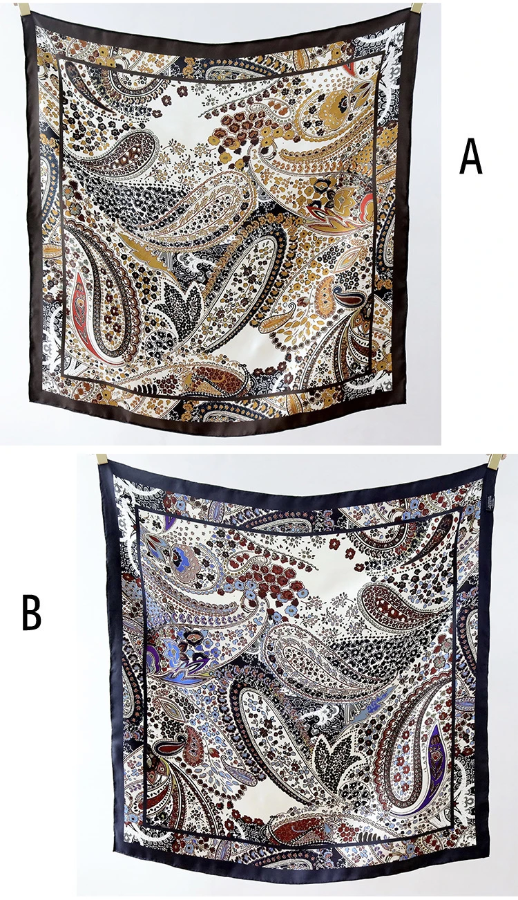 

Шарф с двусторонним принтом, шелковые шарфы 90 см, женские роскошные дизайнерские шарфы с роликовыми краями, банданы, сумка, аксессуары для волос, пейсли