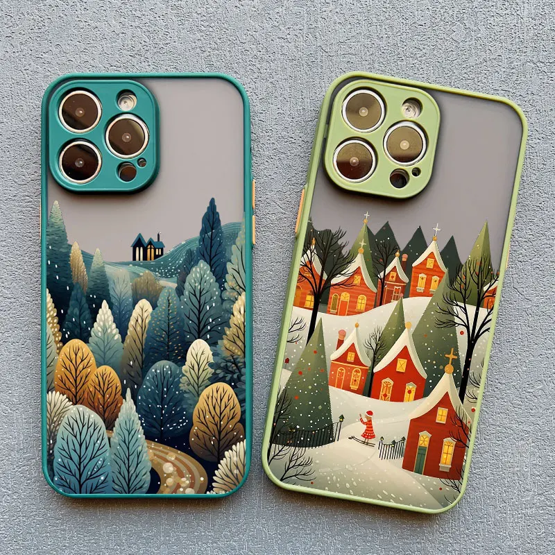Nachtliche Schneeberg-Wald-Szenerie Handyhülle für iPhone 17 Pro Max 15 14 Pro Max Plus 16 13 12 Mini 11 Pro Max XR XS X Schutzhüllen – Detail 10