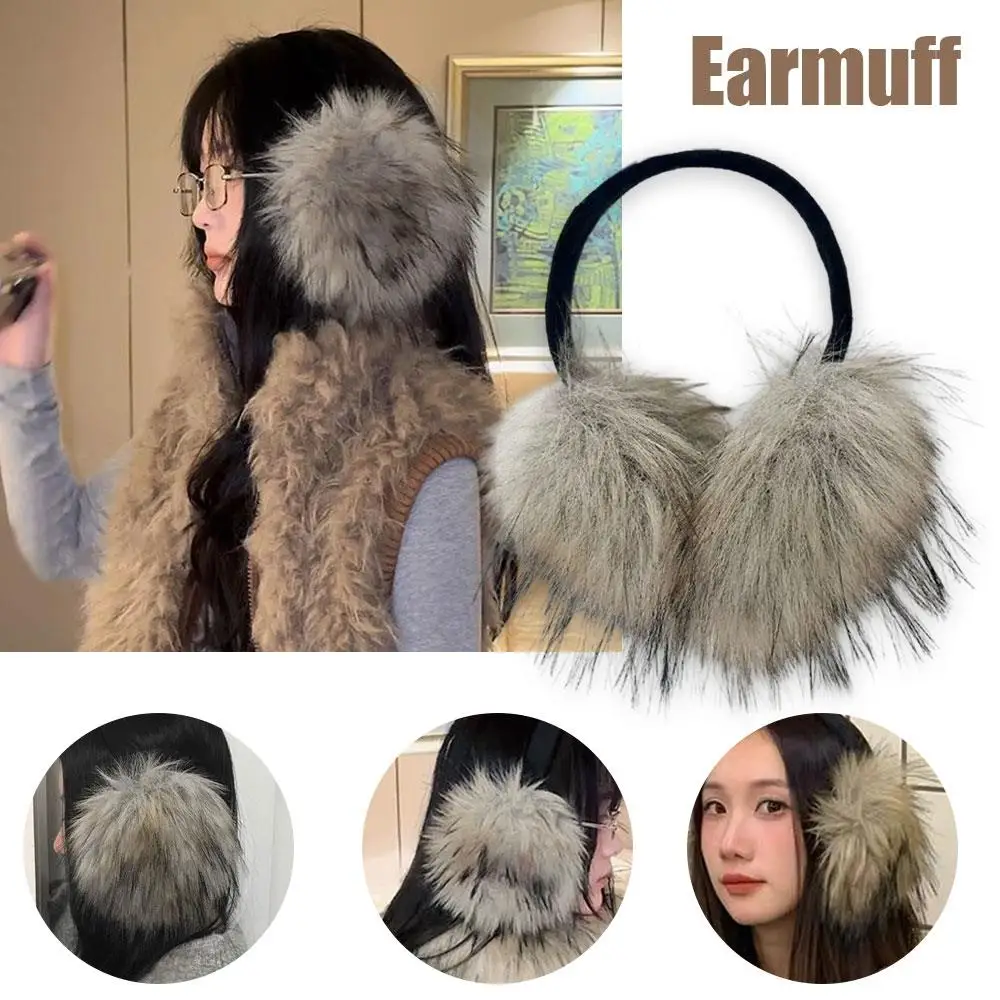 النساء أفخم الفراء غطاء للأذن Y2k الشتاء سيدة كبيرة الكريات غطاء للأذنين الدفء القوطية الفتيات رشاقته إيرفلاب كوريا يند واقية غطاء للأذن