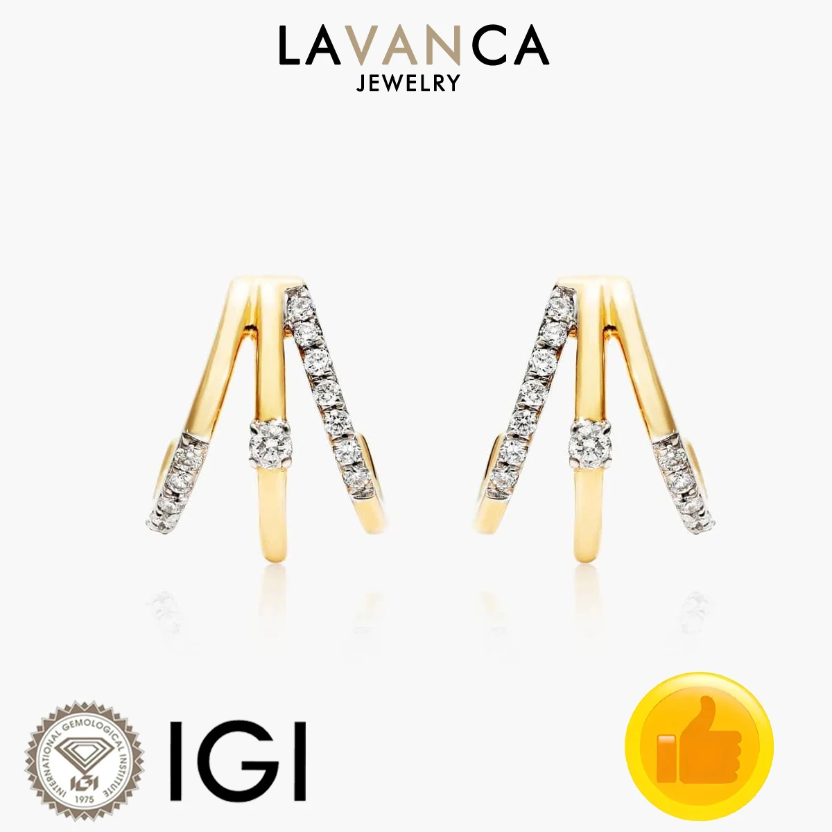 Prong Shaped Lab Created Diamond Earrings Brilliant Round Cut Lab Diamond Earrings 9K/14K/18K Solid Gold Stud Earrings For Women