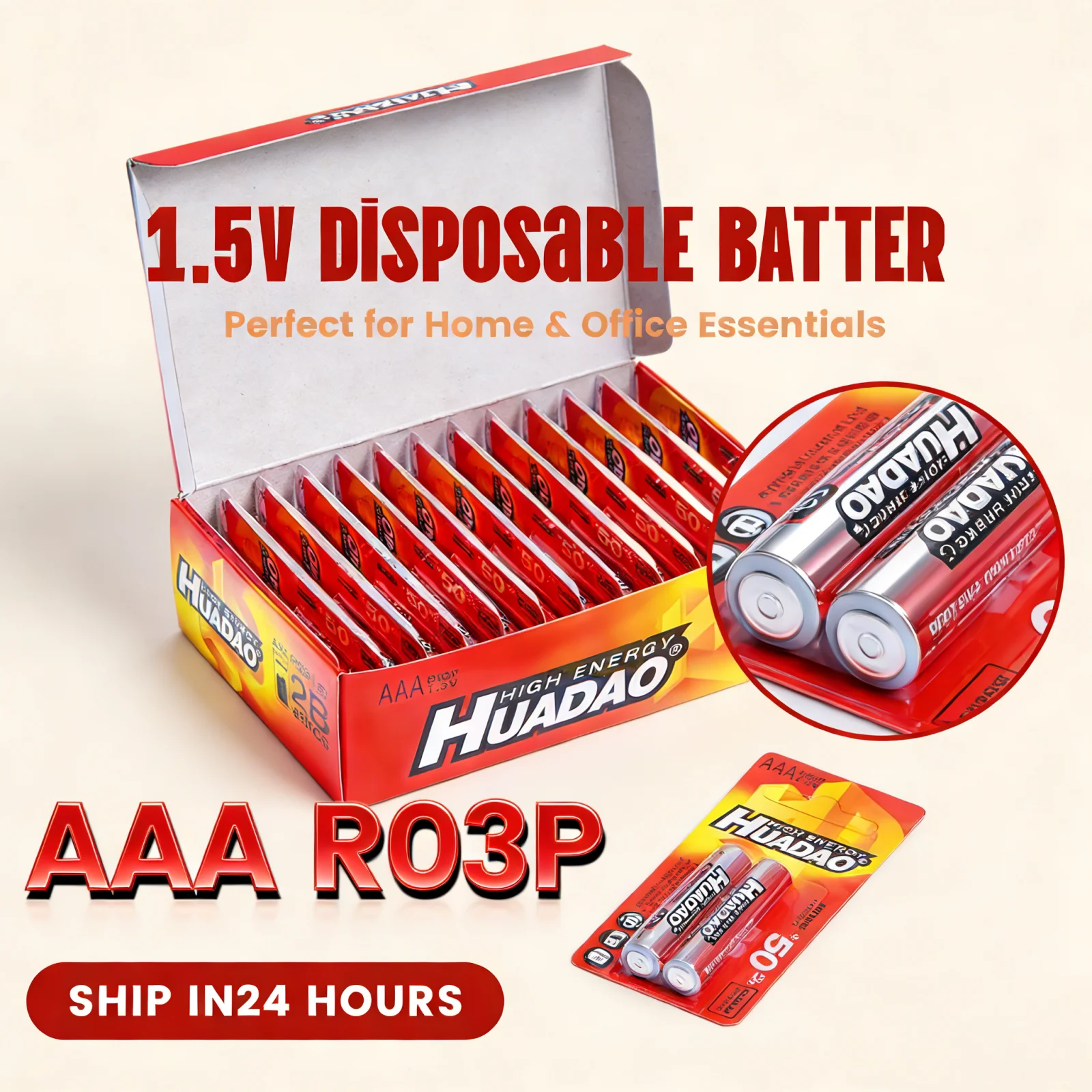 

Long Lasting Power 1.5V AAA R03 Zinc Disposable Batteries for Remote Control Mouse Calculator LED Lights Electric Toys