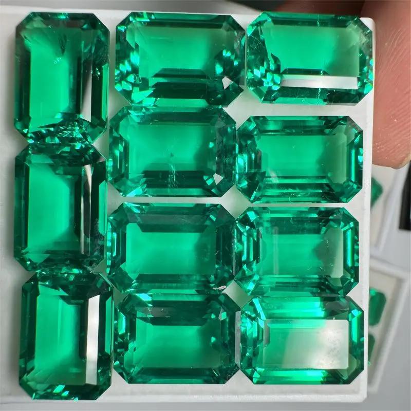 Top Lab Grown Emerald Stones Hand-cut Hydrothermal with Inclusion Emeralds 10x14mm Gemstone for Diy Jewelry Making