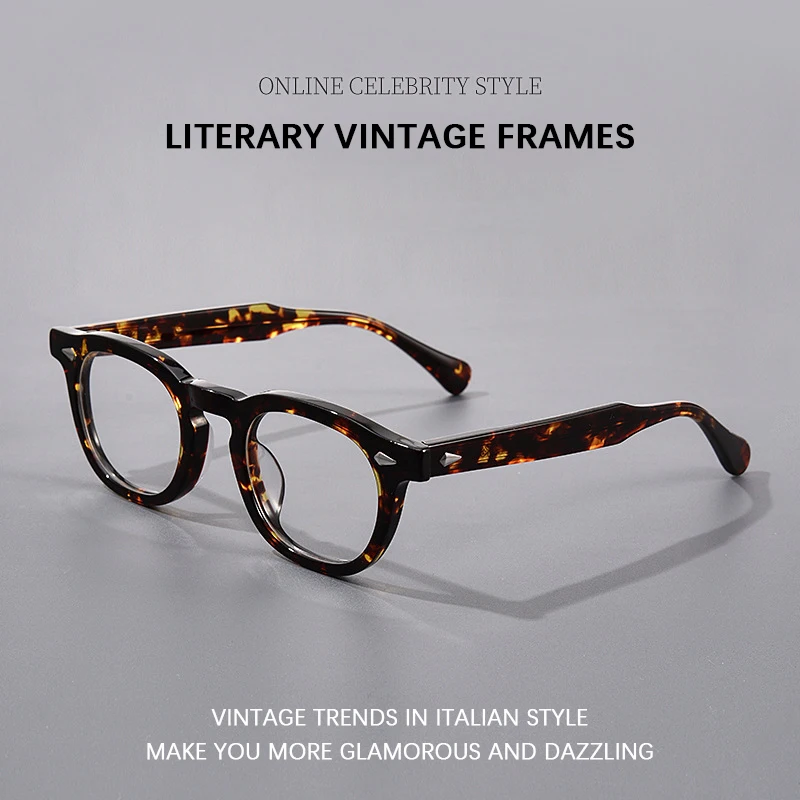 High-Quality Acetate Glasses Frame Men Women Fashionable Retro Square Round Computer Eyeglasses Business Casual Eyeglasses - Image 2