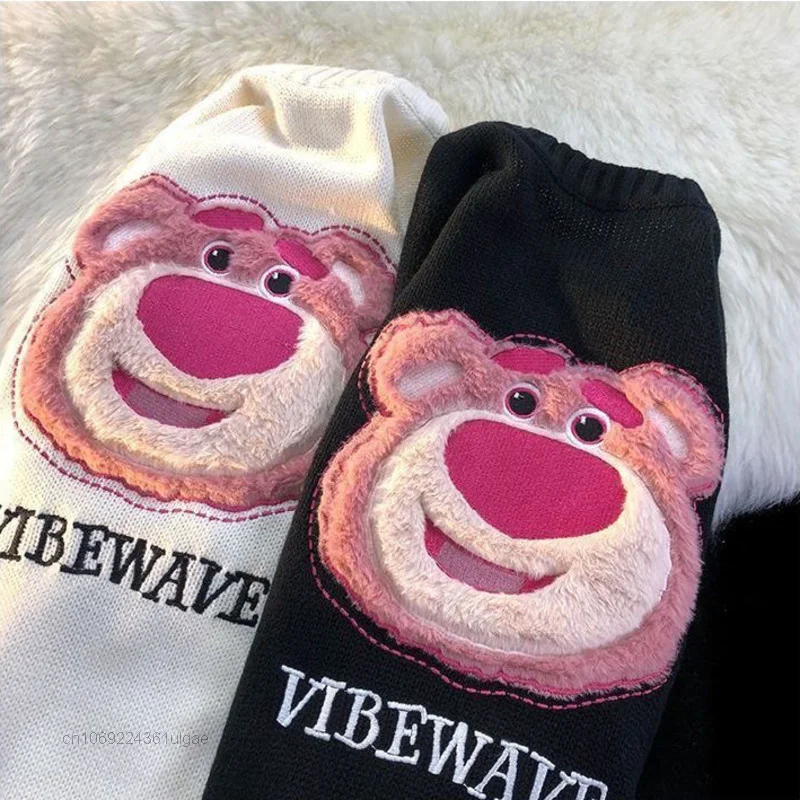 Disney Cartoon Bear Lotso New Clothes Y2k Pullovers Autumn Korean Trend Knitted Top Women Fashion Sweater Female Sweatshirts