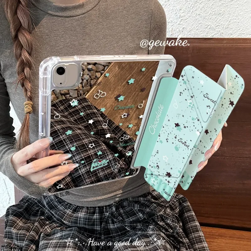

Чехол-подставка Mint Green Cake для iPad Pro 11 13 M2 M4 M3, 9.7 10.2 5/6/7/8/9/10/11 поколений, Mini 6 7, Air 1 2 3 4 5 6