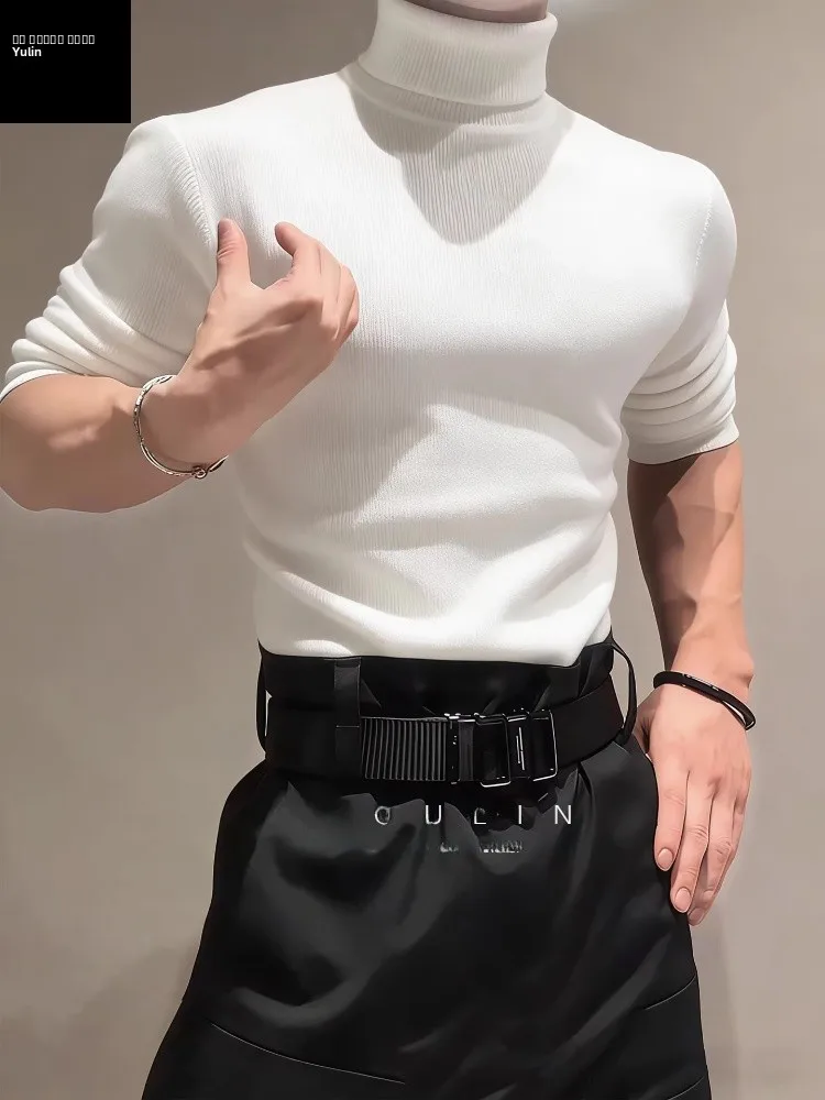 

Мужской свитер Cleanfit с высоким воротником, утепленный, зимний, теплый, вязаный, облегающий, базовый слой, повседневный, из полиэфирного волокна