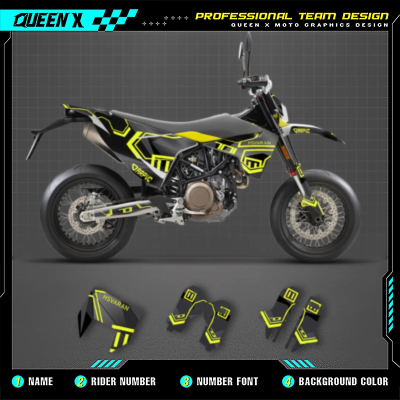 QUEEN X MOTO Custom Team Graphics Decals Stickers Kit For Husqvarna Decal 15-20 701 SUPERMOTO ENDURO 2015-17 2018 2019 2020 001