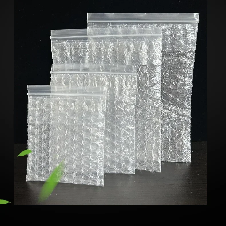 100Pcs Transparent Double Sided Self Sealing Bubble Bag Bone Zip Lock Packaging Sealing Express Transportation Plastic Bags