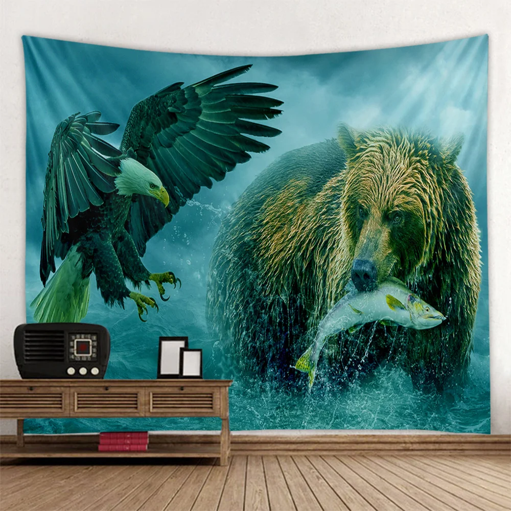 Animal art tapestry room background fabric unicorn sea view print wall hanging living room bedroom background wall decoration