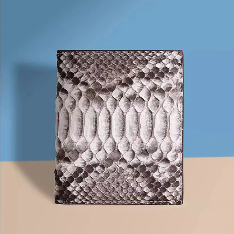2026 New Fashion Business Men's Wallets Python Skin Genuine Leather Short Wallet Men Male Cash Purses Clutch Boy Casual Wallets