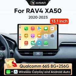 Ainavi 13.1 inch Car Radio For Toyota RAV4 2020 2021 2023 2025 2026 XA50 Car Multimedia Wireless CarPlay Android Auto HDMI 2K