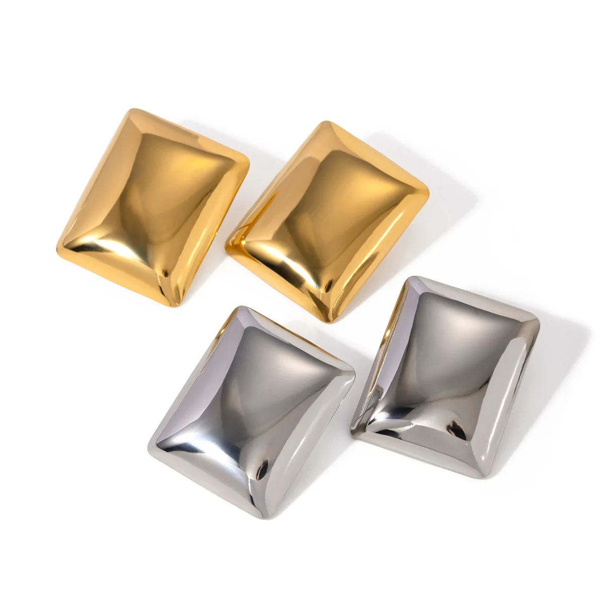 

Stainless Steel PVD 18K Gold Plated Tarnish Waterproof Square Button Stud Earrings For Woman Jewelry Wholesale INS