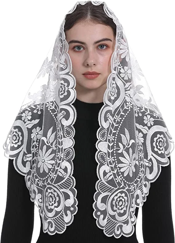 Women Fashion Lace Mantilla for Church Catholic Veil Spanish Lace Mantilla