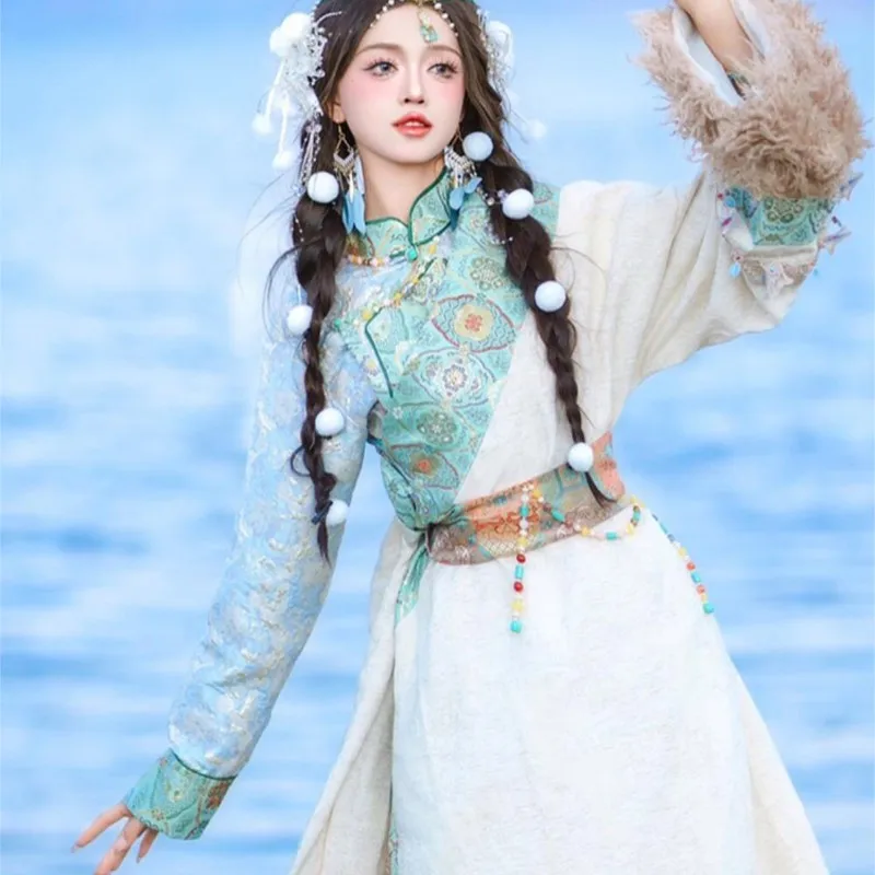 Nuevo disfraz, bata femenina, sesión de fotos de viaje de viento nacional