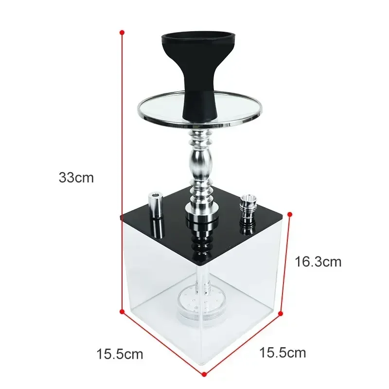 Acrylic Hookah Set Shisha Box  with 1 Hose LED Light Nargile Sheesha Chicha Narguile Cachimbas Water Pipe Shisha Hookah Smoking