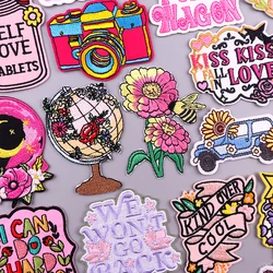 Globe/Flower Applique Iron On Patches For Clothing Thermoadhesive Patches On Clothes DIY Sewing/Fusible Cartoon Embroidery Patch