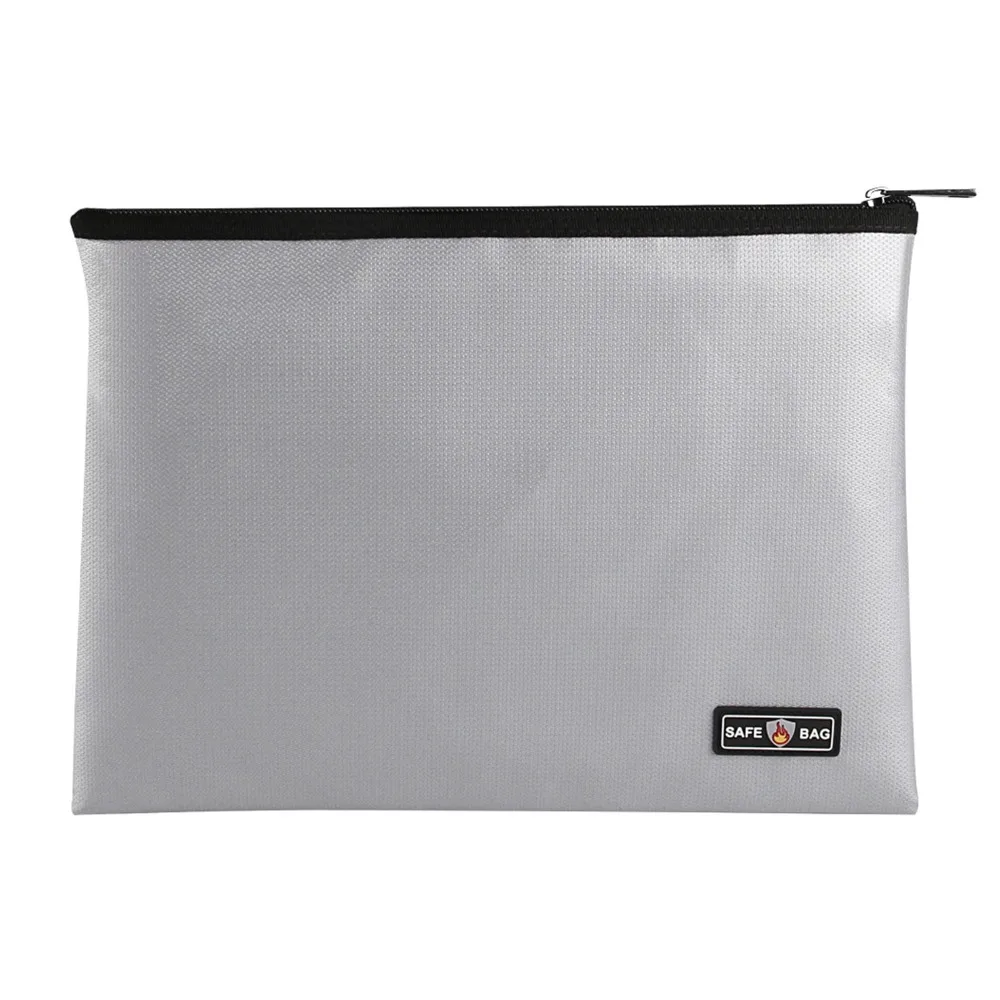 Fiberglass Fireproof Document Bag Fireproof Waterproof Fireproof Money Bag Zipper Closure A4 Size Safe Storage Pouch
