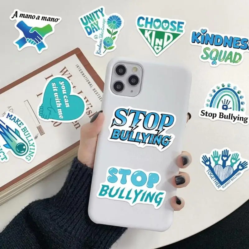 R53C Cartoon AntiBullying Stickers For Students Teachers With Doodles Art PVC Material