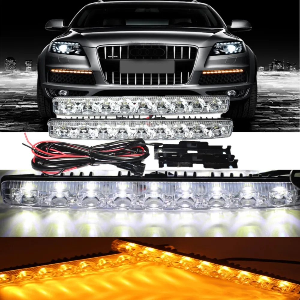 

2PCS DRL LED Daytime Running Light 9 LEDs 10inch Car Universal Decorative Light Bar DC 12V for Motorcycle Car SUV Truck.