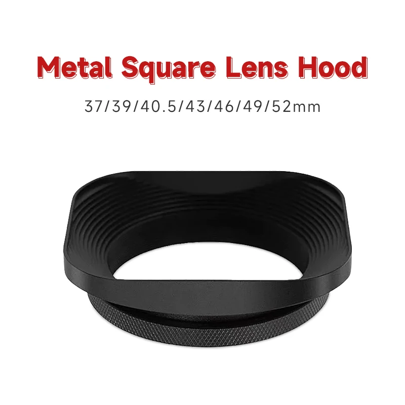 Metal Camera Square Lens Hood Universal Retro Reduce Light for Fuji Fujifim 39mm 43mm 46mm 49mm 52mm Filter Adapter Ring Metal