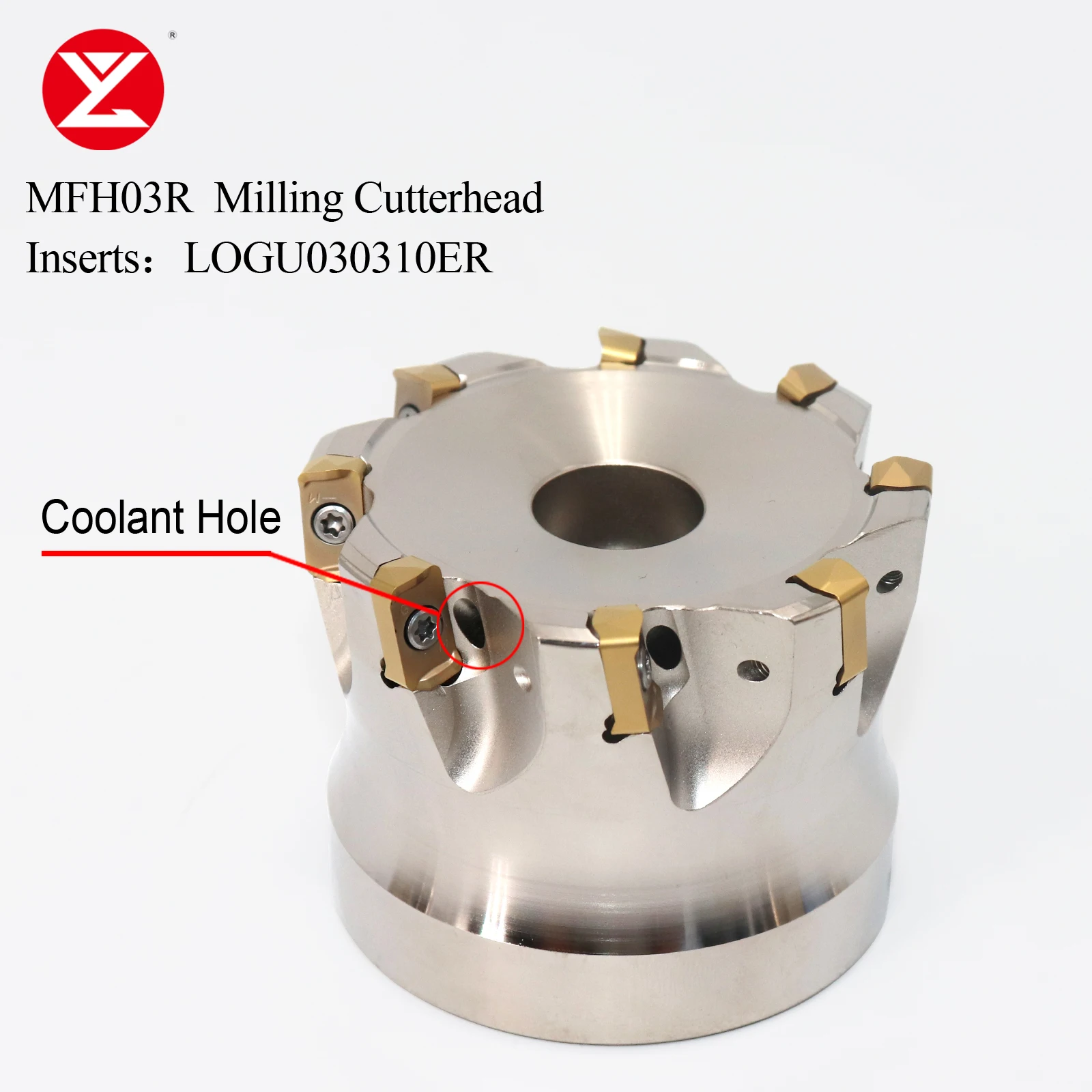 

MFH03R Milling Cutterhead Fast Feed Surface Milling Cutter Coolant Hole 50 63mm for LOGU030310ER Insert Milling Fast Feed Handle