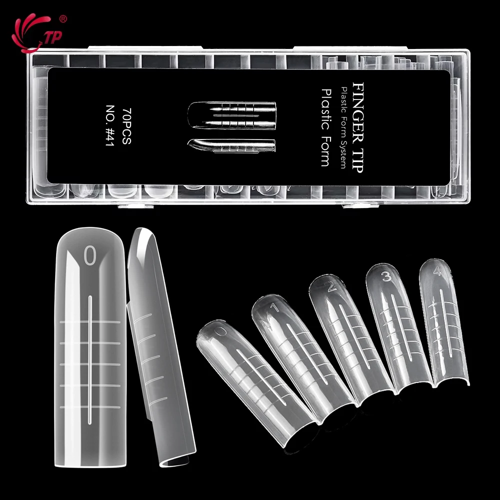 TP Matte Nail Dual Forms Clear Nail Extension System Top Forms Full Cover Poly Nail Gel Mold Reusable Nail Forms Nail Art 70pcs