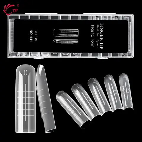 TP Matte Nail Dual Forms Clear Nail Extension System Top Forms Full Cover Poly Nail Gel Mold Reusable Nail Forms Nail Art 70pcs