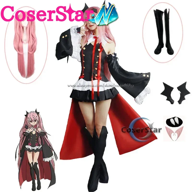 CoserStar-N en Stock Seraph of the End Krul Tepes disfraz de Cosplay conjunto completo Outfis traje de juego de rol Krul Tepes Cosplay peluca zapatos