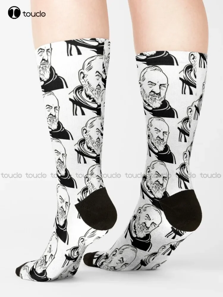 Padre Pio Catholic Saint Faith Religious Socks Dance Socks 360° Digital Print Unisex Adult Teen Youth Socks Personalized Custom