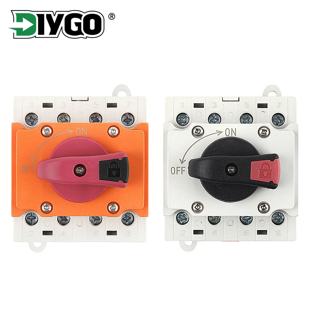 

4P DIN-Rail Mount DC Isolator Rotary Switch 32A DC 1200V/1500V Rotating Handle Disconnect Switch for PV Distribution Box