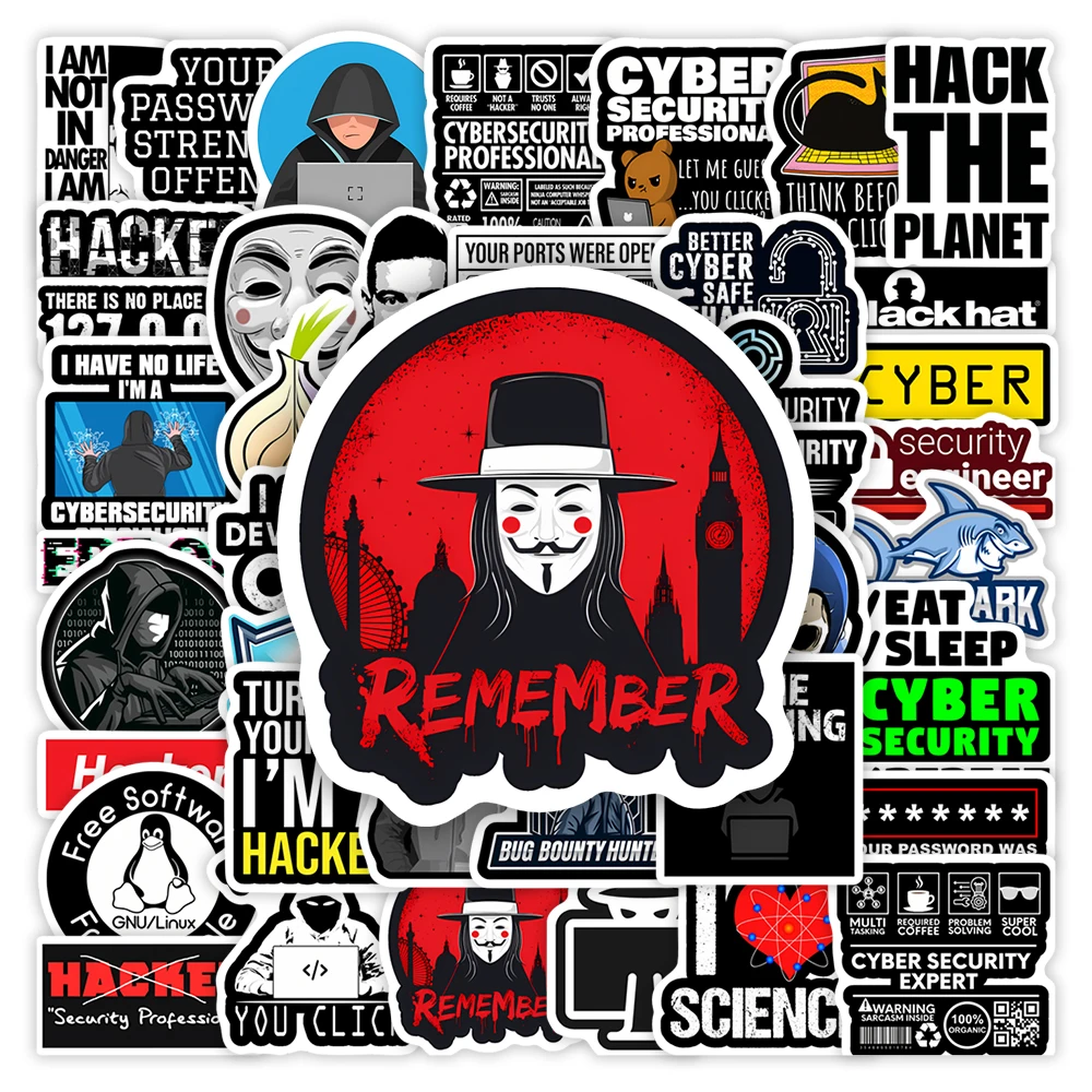 Cybersecurity Anonymou Hackers Security Stickers Cracker Firewall Decorative Decal for Laptop Phone Scrapbook Bottle Waterproof